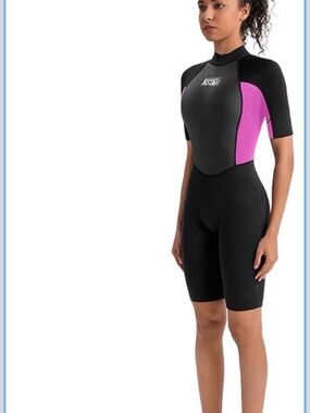 KMT Women Wetsuit, Womens 2mm Shorty Wetsuits Upgrade CR Neoprene Wet Suits Back